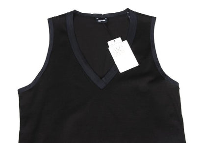 JIL SANDER NAVY Cotton V-Neck Tank Top Black Navy Size S
