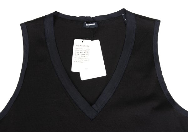 JIL SANDER NAVY Cotton V-Neck Tank Top Black Navy Size S