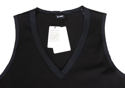 JIL SANDER NAVY Cotton V-Neck Tank Top Black Navy Size S