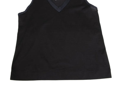 JIL SANDER NAVY Cotton V-Neck Tank Top Black Navy Size S