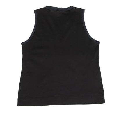 JIL SANDER NAVY Cotton V-Neck Tank Top Black Navy Size S