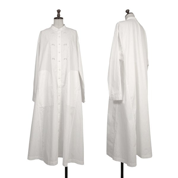 ISSEY MIYAKE HaaT Embroidery Band Collar Dress White Size 2