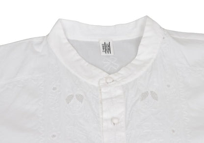 ISSEY MIYAKE HaaT Embroidery Band Collar Dress White Size 2