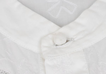 ISSEY MIYAKE HaaT Embroidery Band Collar Dress White Size 2