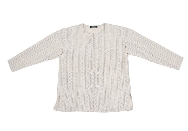 ISSEY MIYAKE PERMANENTE Stripe Weave Jacket Ivory Size M