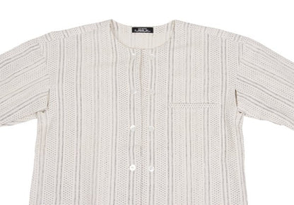 ISSEY MIYAKE PERMANENTE Stripe Weave Jacket Ivory Size M