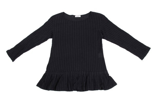 Plantation Hem Panel Crinkle Finish L/S Tee Navy Size M