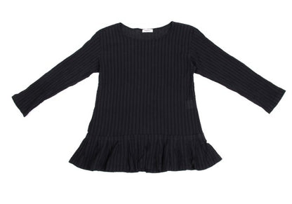 Plantation Hem Panel Crinkle Finish L/S Tee Navy Size M