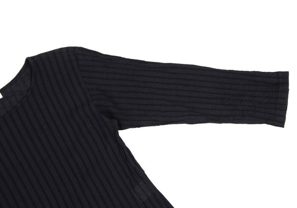 Plantation Hem Panel Crinkle Finish L/S Tee Navy Size M