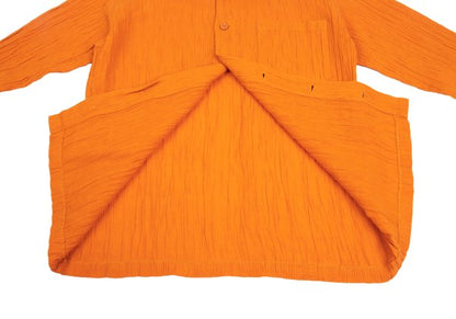 Plantation Cotton Linen Open Collar Button-Up Orange Size M