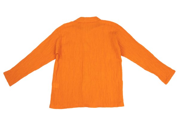 Plantation Cotton Linen Open Collar Button-Up Orange Size M