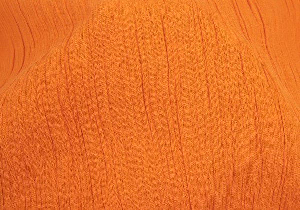 Plantation Cotton Linen Open Collar Button-Up Orange Size M