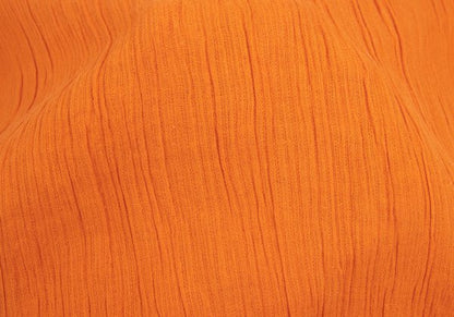 Plantation Cotton Linen Open Collar Button-Up Orange Size M