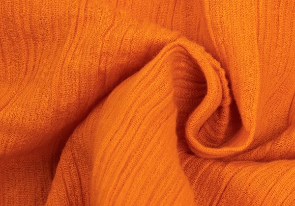Plantation Cotton Linen Open Collar Button-Up Orange Size M