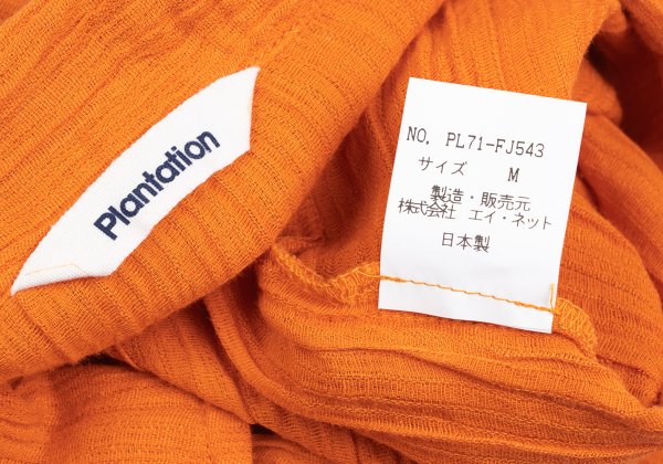 Plantation Cotton Linen Open Collar Button-Up Orange Size M