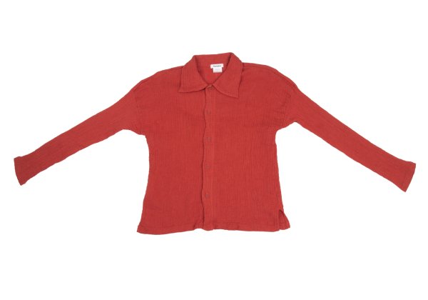 Plantation Garment Dyed Cotton Linen Big Shirt Red Size M