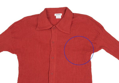 Plantation Garment Dyed Cotton Linen Big Shirt Red Size M
