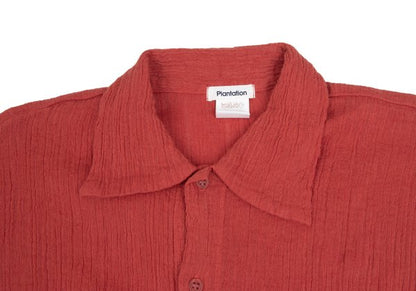 Plantation Garment Dyed Cotton Linen Big Shirt Red Size M