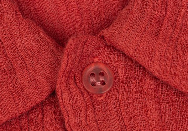 Plantation Garment Dyed Cotton Linen Big Shirt Red Size M