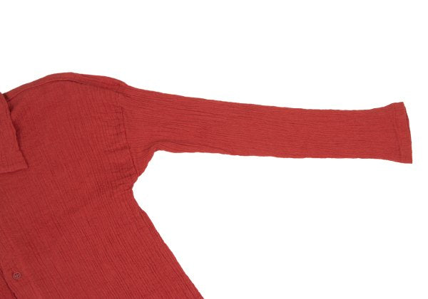 Plantation Garment Dyed Cotton Linen Big Shirt Red Size M