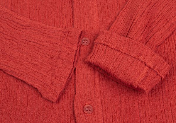 Plantation Garment Dyed Cotton Linen Big Shirt Red Size M