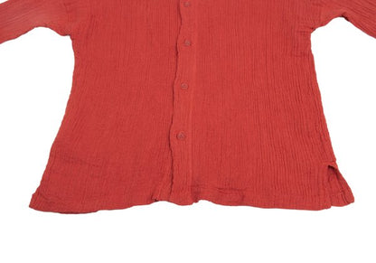 Plantation Garment Dyed Cotton Linen Big Shirt Red Size M