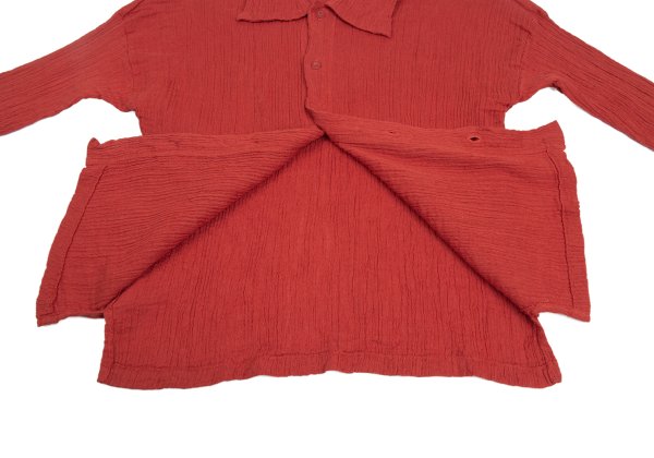 Plantation Garment Dyed Cotton Linen Big Shirt Red Size M
