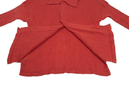 Plantation Garment Dyed Cotton Linen Big Shirt Red Size M