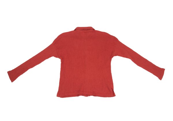 Plantation Garment Dyed Cotton Linen Big Shirt Red Size M