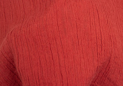 Plantation Garment Dyed Cotton Linen Big Shirt Red Size M