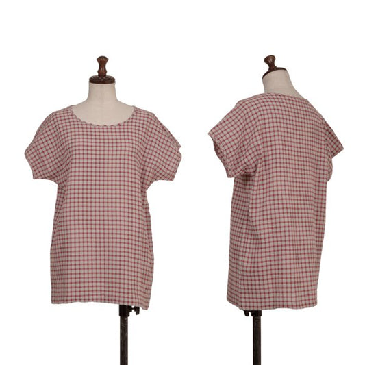 Plantation Check Weave T-Shirt Red Gray Size M