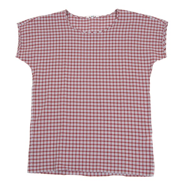 Plantation Check Weave T-Shirt Red Gray Size M