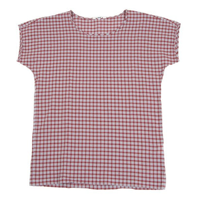 Plantation Check Weave T-Shirt Red Gray Size M