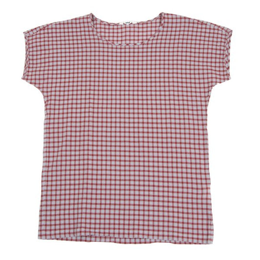 Plantation Check Weave T-Shirt Red Gray Size M