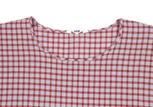 Plantation Check Weave T-Shirt Red Gray Size M