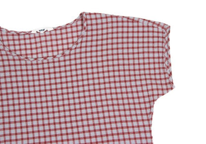 Plantation Check Weave T-Shirt Red Gray Size M