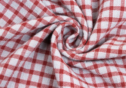 Plantation Check Weave T-Shirt Red Gray Size M