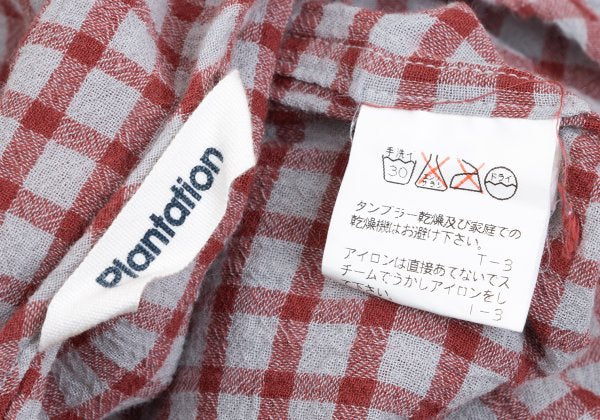 Plantation Check Weave T-Shirt Red Gray Size M