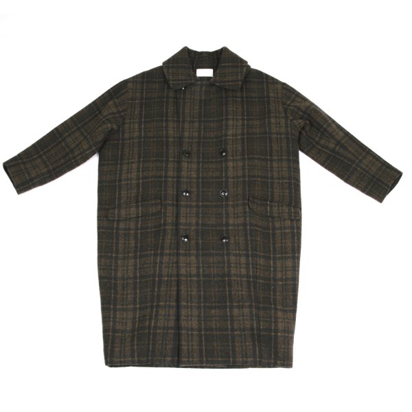 TROVE RUUTUKA Wool Blend Check Long Peacoat Multi Coat Size 2