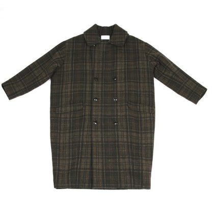 TROVE RUUTUKA Wool Blend Check Long Peacoat Multi Coat Size 2