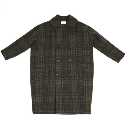 TROVE RUUTUKA Wool Blend Check Long Peacoat Multi Coat Size 2
