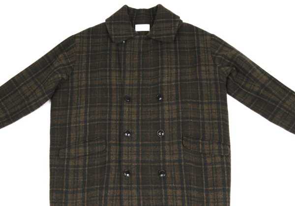 TROVE RUUTUKA Wool Blend Check Long Peacoat Multi Coat Size 2