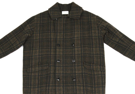 TROVE RUUTUKA Wool Blend Check Long Peacoat Multi Coat Size 2