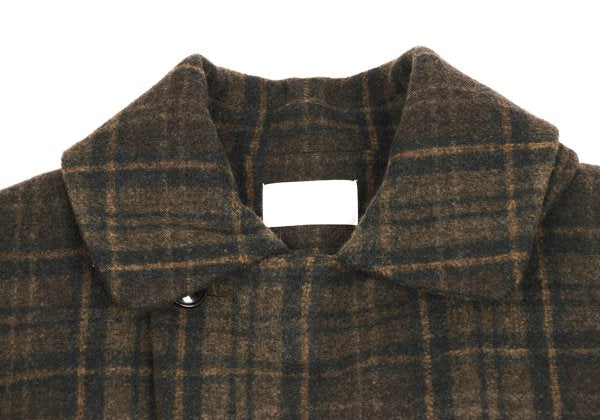 TROVE RUUTUKA Wool Blend Check Long Peacoat Multi Coat Size 2
