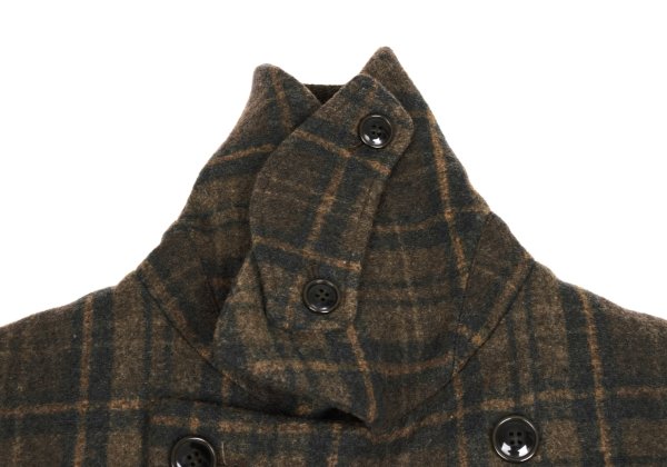 TROVE RUUTUKA Wool Blend Check Long Peacoat Multi Coat Size 2