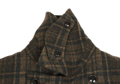 TROVE RUUTUKA Wool Blend Check Long Peacoat Multi Coat Size 2