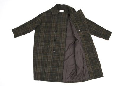 TROVE RUUTUKA Wool Blend Check Long Peacoat Multi Coat Size 2