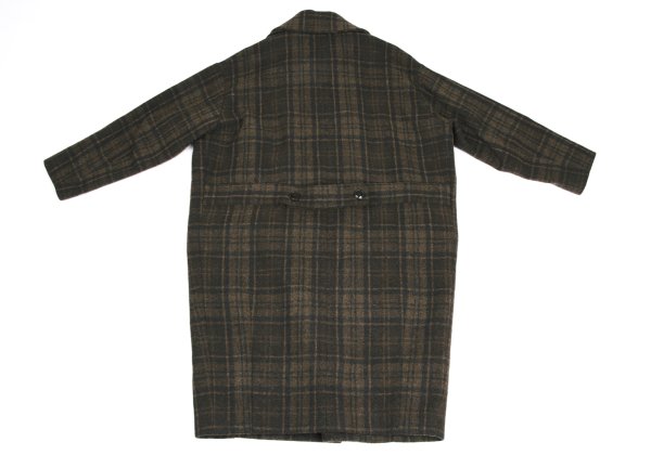 TROVE RUUTUKA Wool Blend Check Long Peacoat Multi Coat Size 2