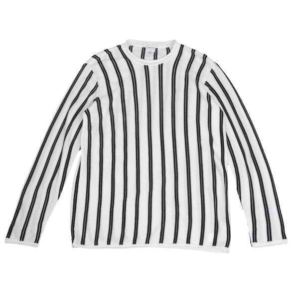 ARMANI COLLEZIONI Rayon Cotton Stripe Knit White Size 52