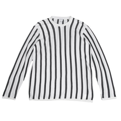 ARMANI COLLEZIONI Rayon Cotton Stripe Knit White Size 52